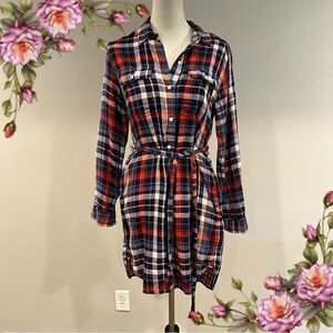 GAP Multicolor long sleeves Plaid Shirt Dress size extra small‎
